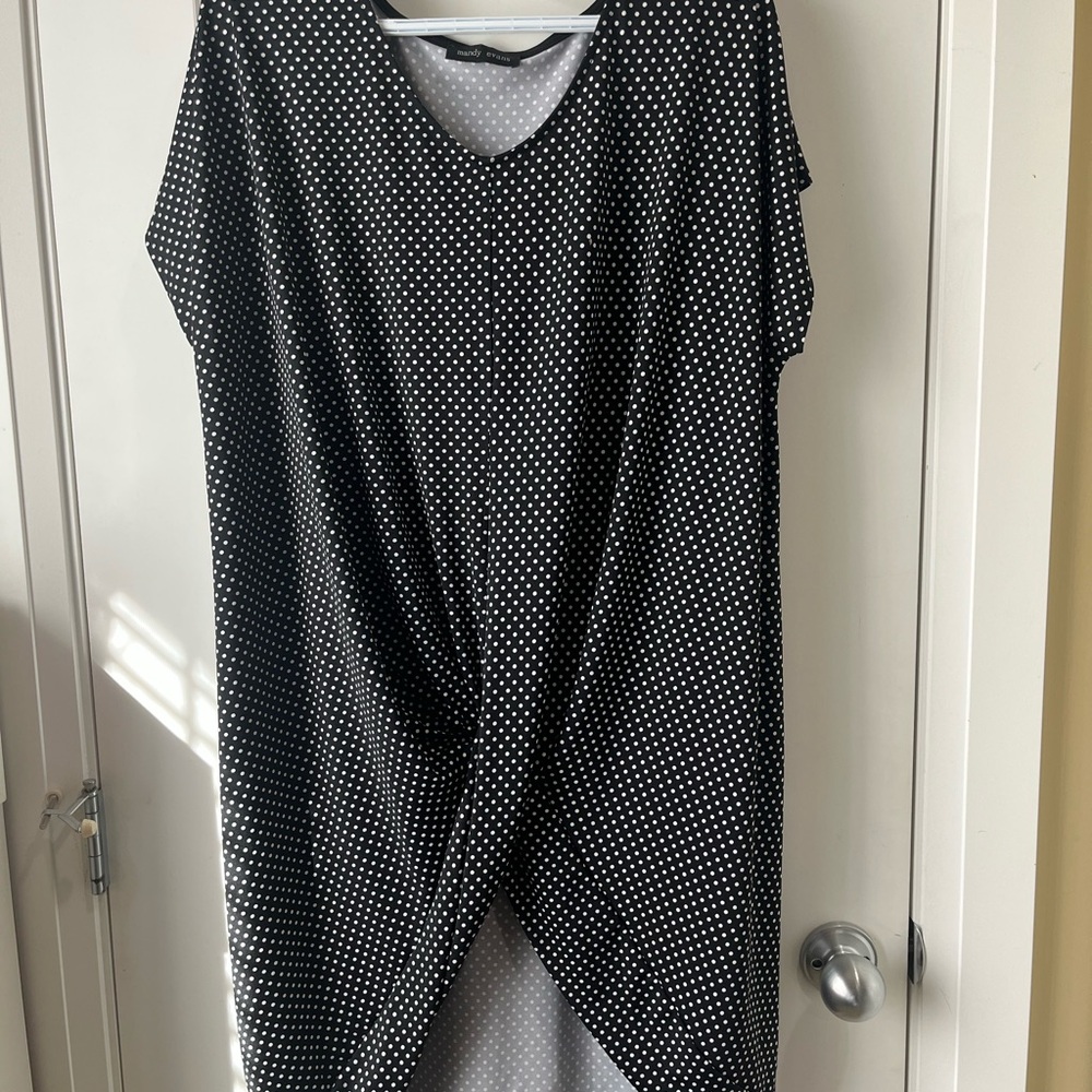 Black Polka Dot Twist Front Dress